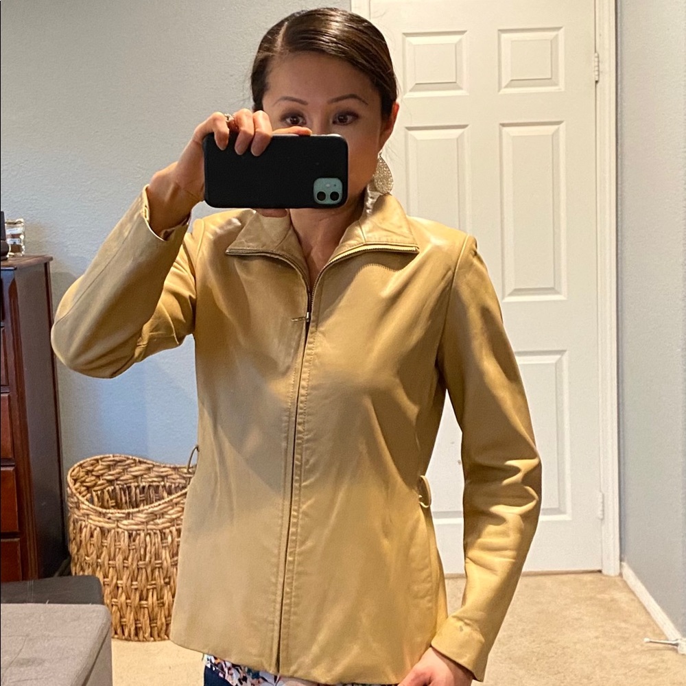 Marc New York Beige Leather Jacket